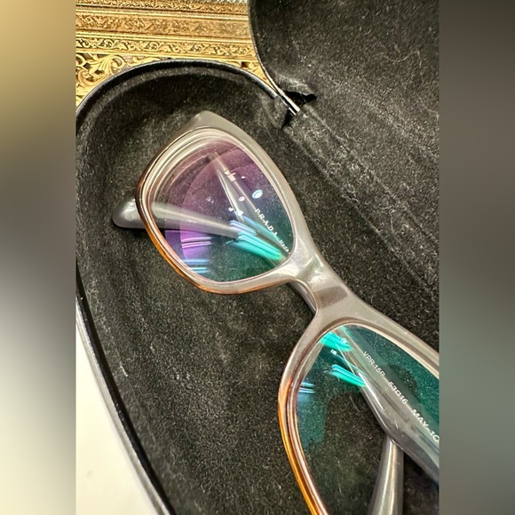Prada - 2-Tone Blue-Gray/Ambery Brown - Rx Eyeglass Frames - w/ PRADA Hard-Case - Picture 12 of 15